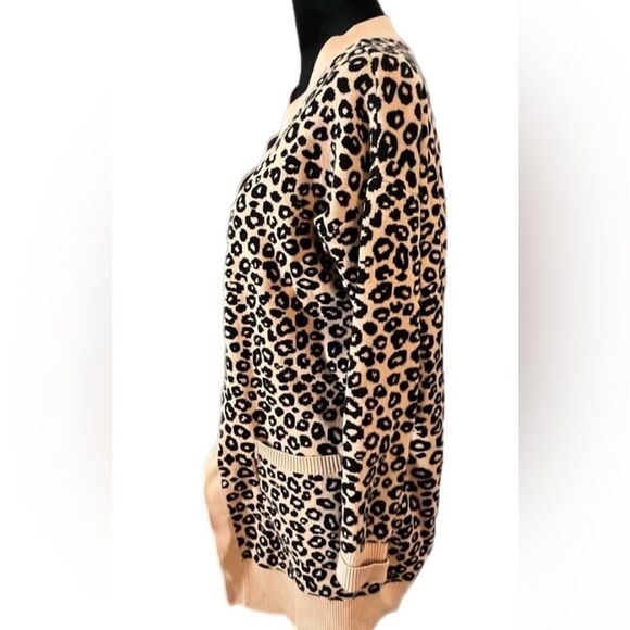 Nicole Miller leopard Open Front Cream Cardigan size XS - Picture 4 of 8